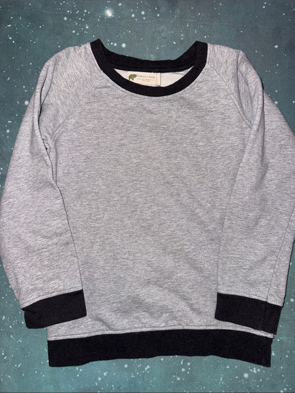 Monica + Andy Kids' Gray Crewneck Sweatshirt with Black Trim 6 7
